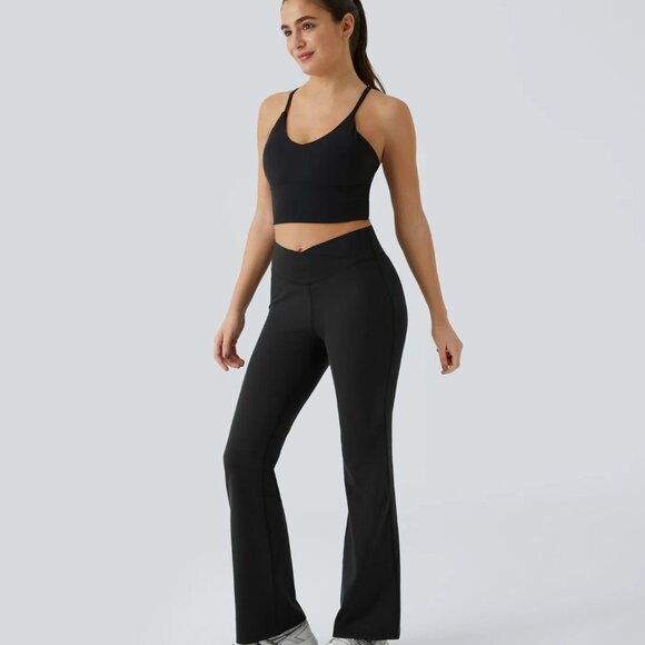 High Waisted Crossover Flare Yoga Leggings - Picture 3 of 7